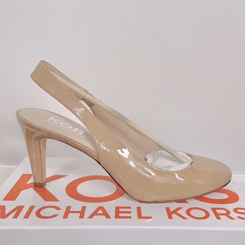 NWT KORS Michael Kors | Size 10 | Morley Slingback Patent Leather Heel in Nude